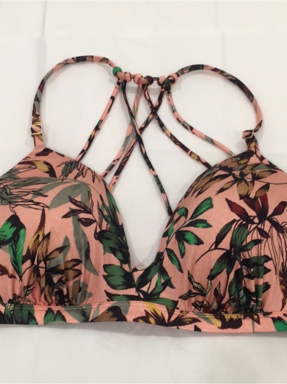 Athleta Pink Floral Strappy Bikini Top